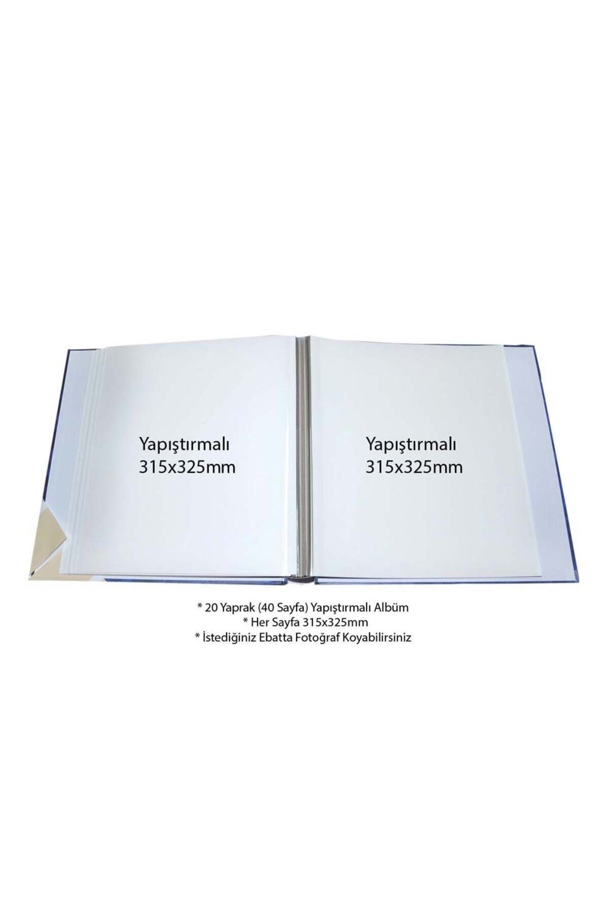 Rabsev 20 Yaprak ( 40 Sayfa ) 315x325mm Ciltbezli Yapıştırmalı Fotoğraf Albümü Mavi - Görsel 2