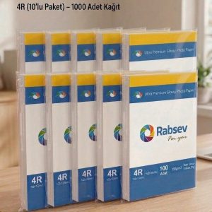 Rabsev Fotoğraf Kağıdı 10X15CM Parlak 200GR 4r ( 10 Paket 1000 Adet )